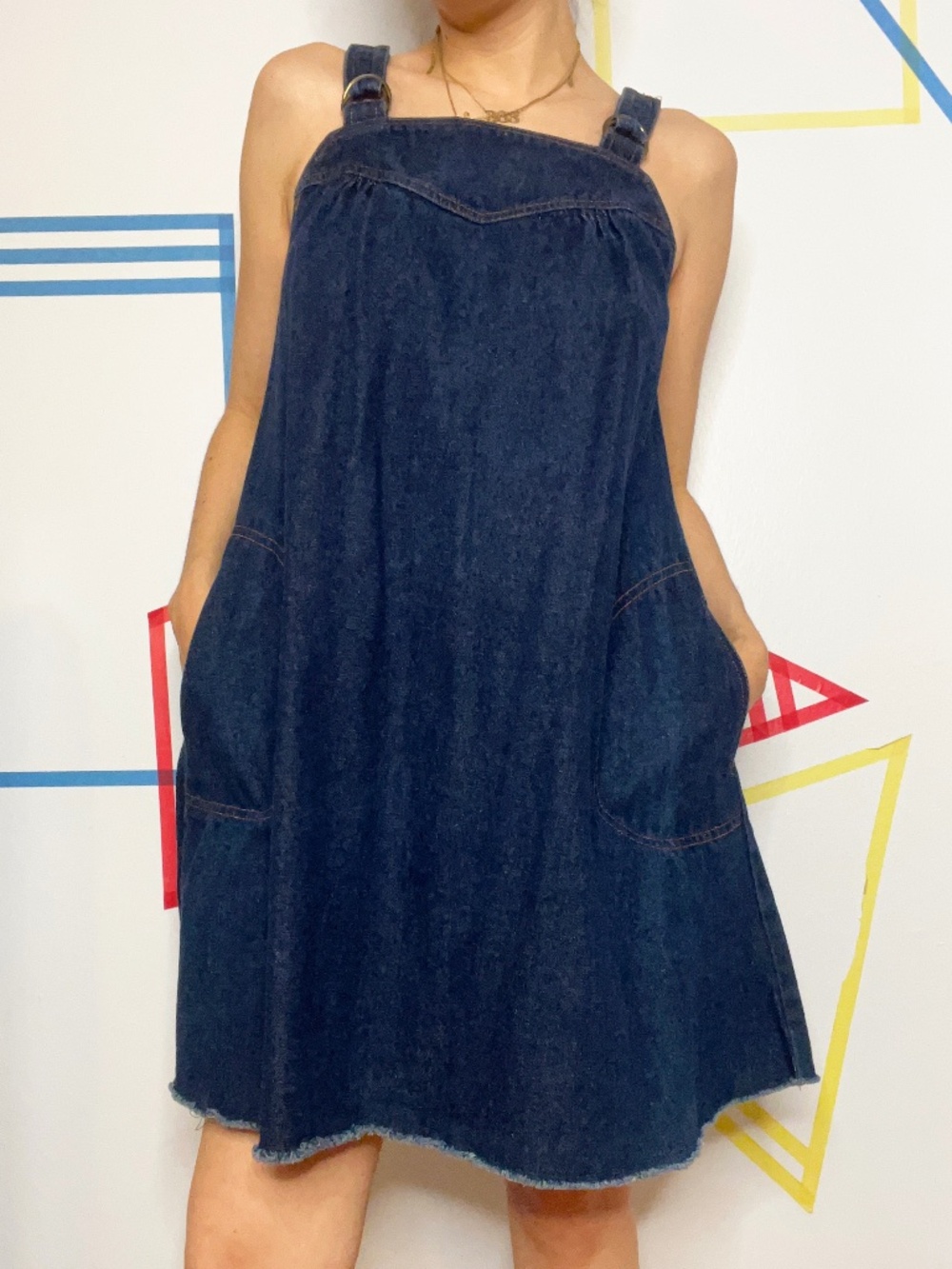 Dark Wash Denim A-Line Dress